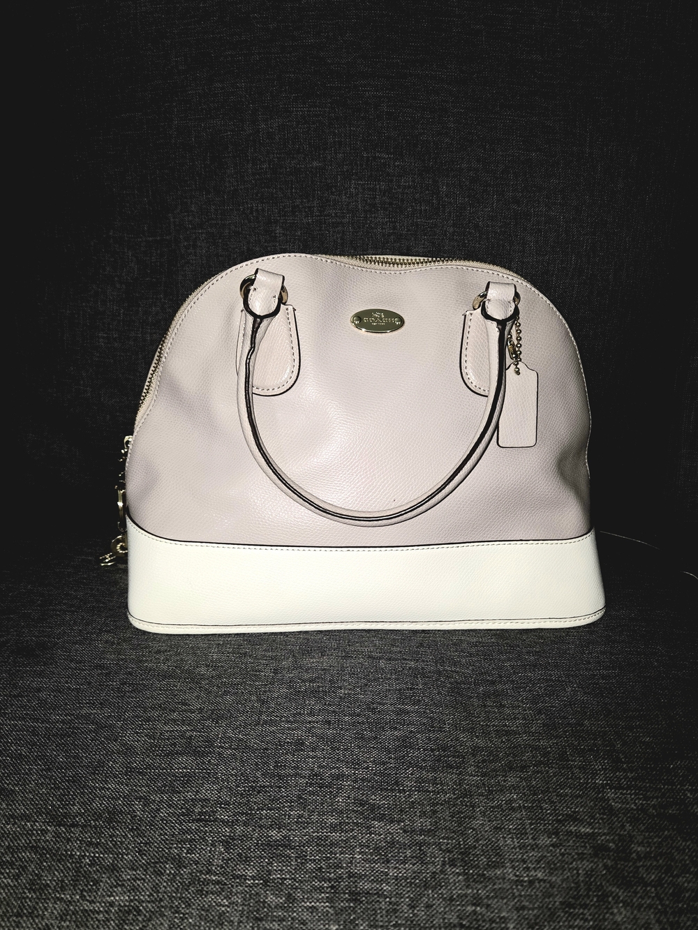 Coach Two-Tone Dome Satchel in Pale Taupe and Cream